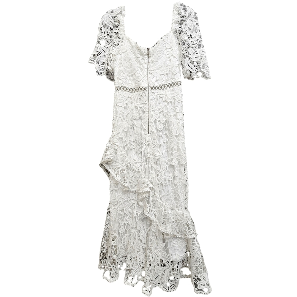 Nwot Lulu's White Embroidered Floral Lace Briarwood Shortsleeve Midi Dre… - Picture 15 of 17